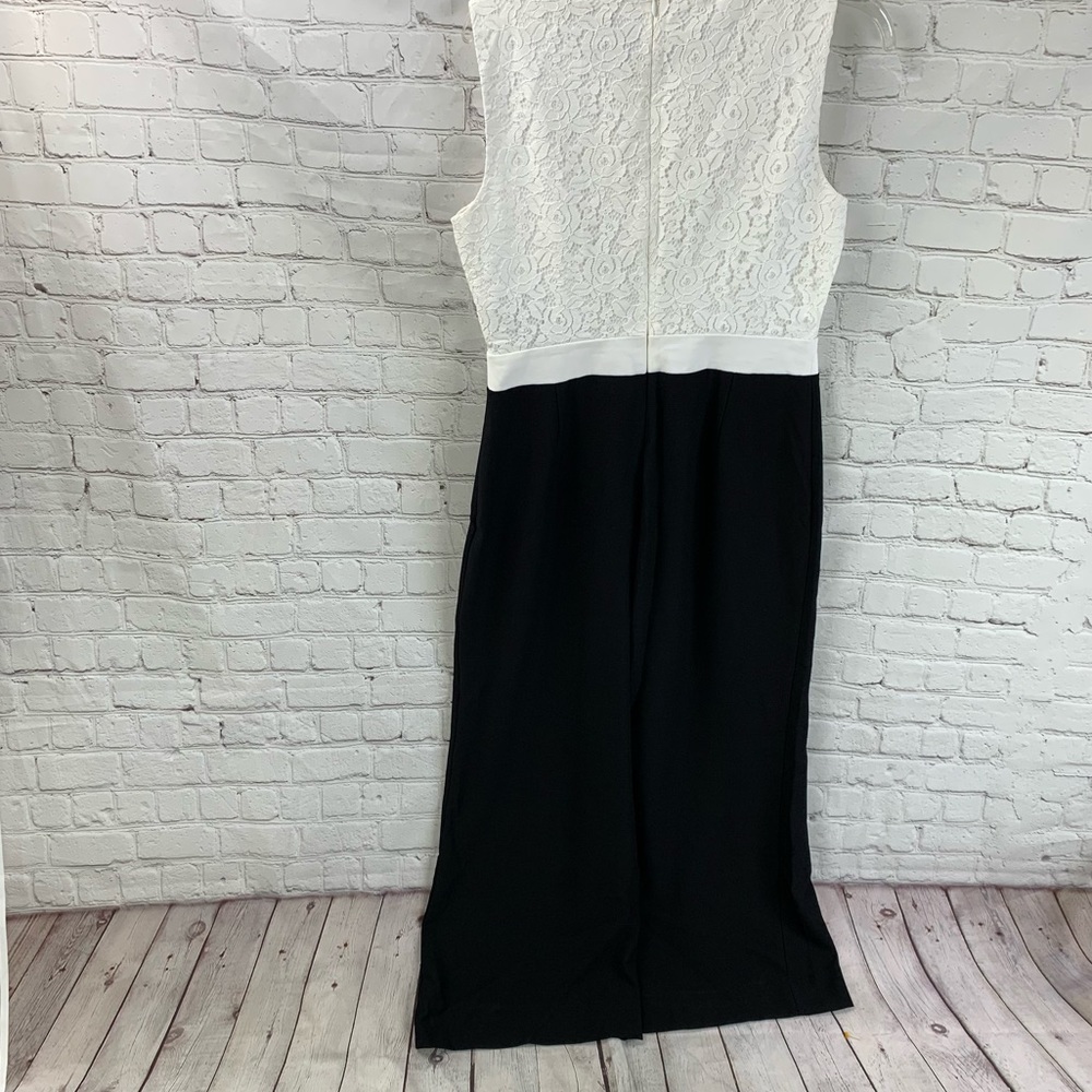DVF Tuxedo Lace Black & White Wide Leg Jumpsuit - Picture 5 of 7